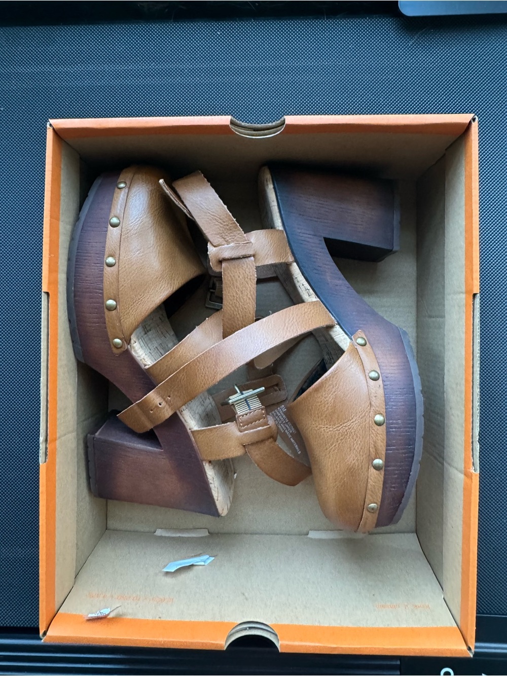 Kork-Ease Brown Leather Platform Clog Sandals